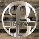 Circle Split Letter Monogram Metal Wall Art - Michigan Metal Artwork