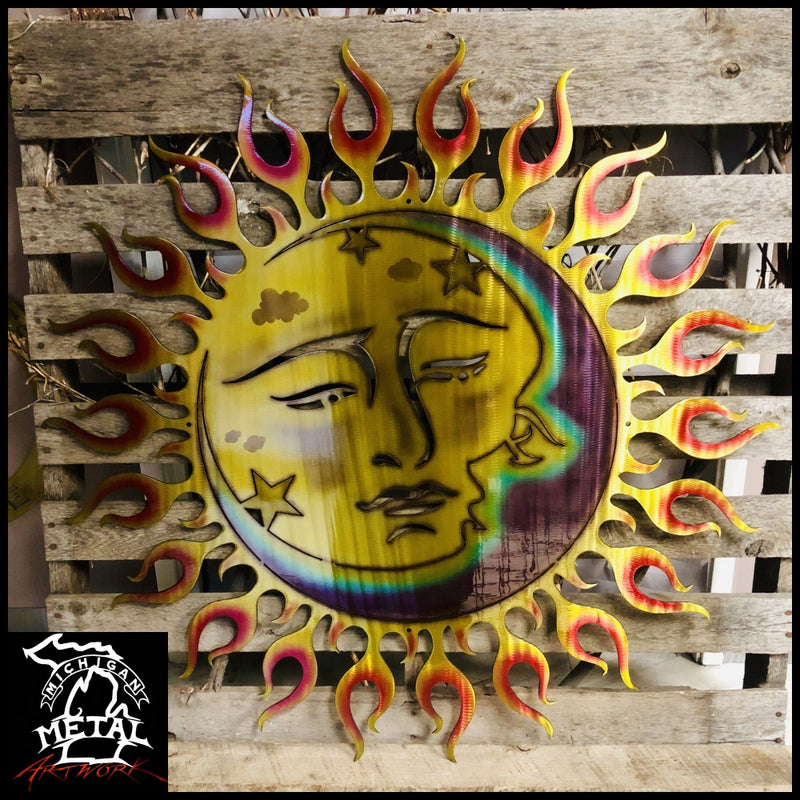 Celestial Sun & Moon Metal Wall Art 24 X Abstract