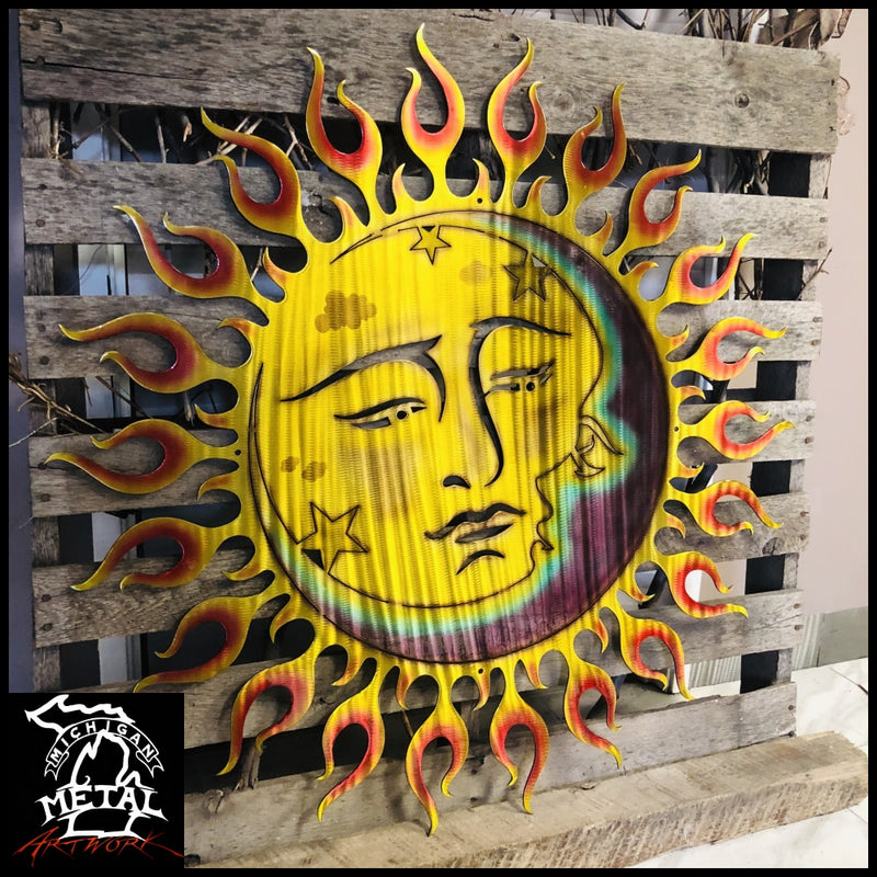 Celestial Sun & Moon Metal Wall Art 36 X Abstract