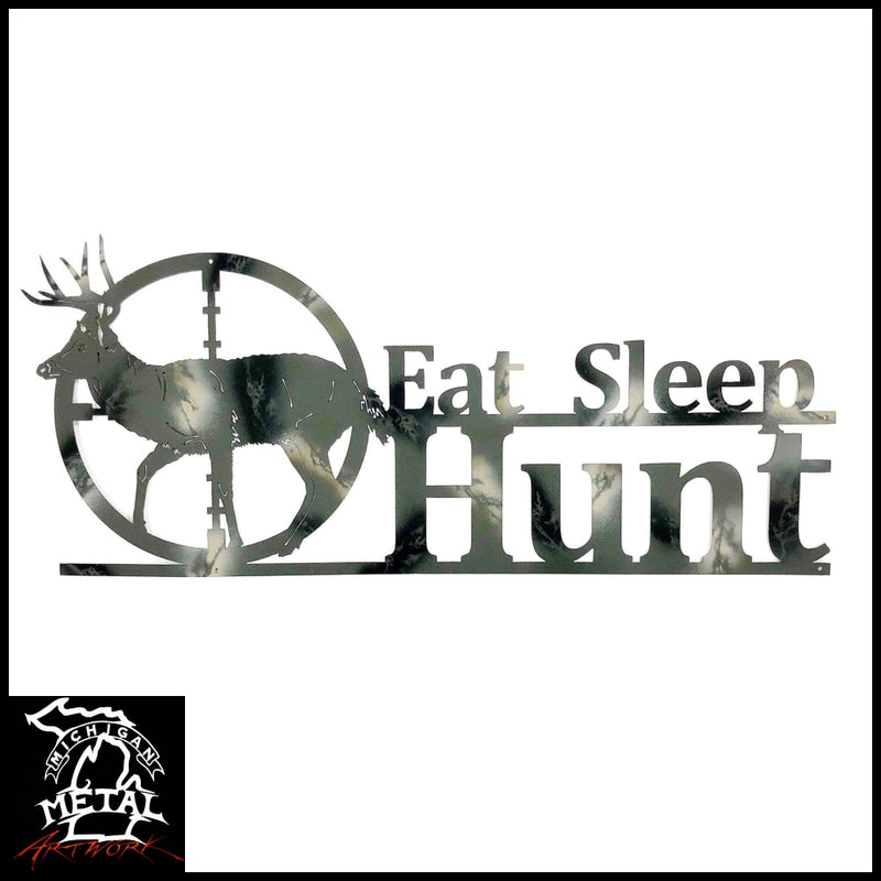 Eat Sleep Hunt Metal Wall Art 24 X 12 / Camouflage Hunting