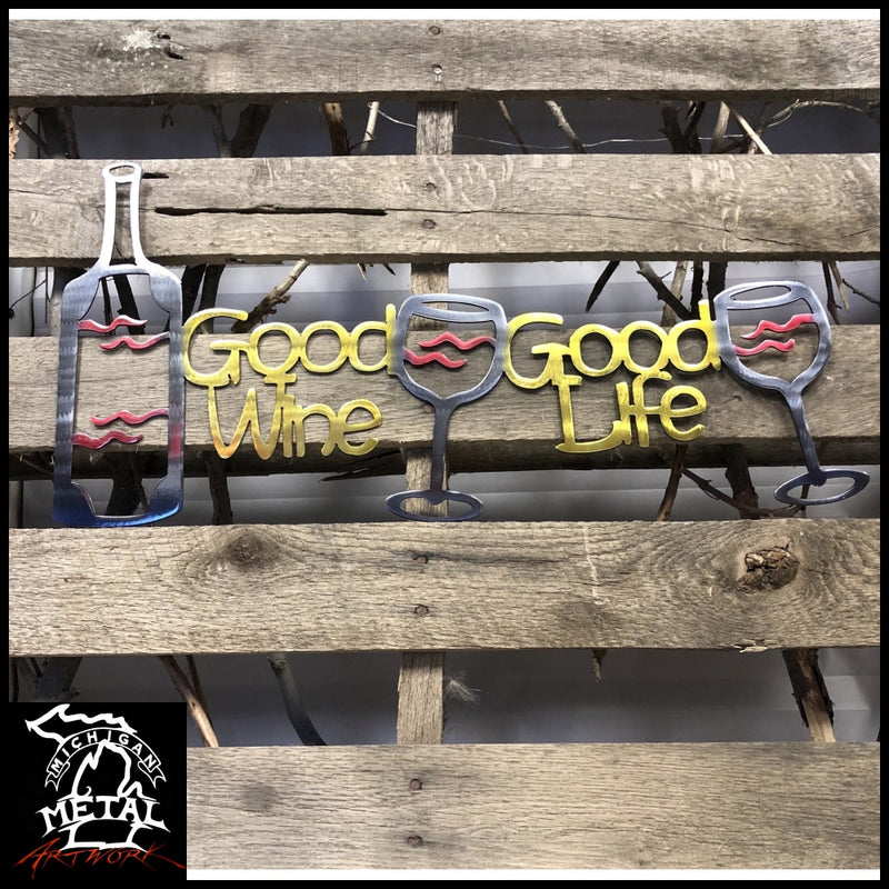 Good Wine Life Metal Wall Art