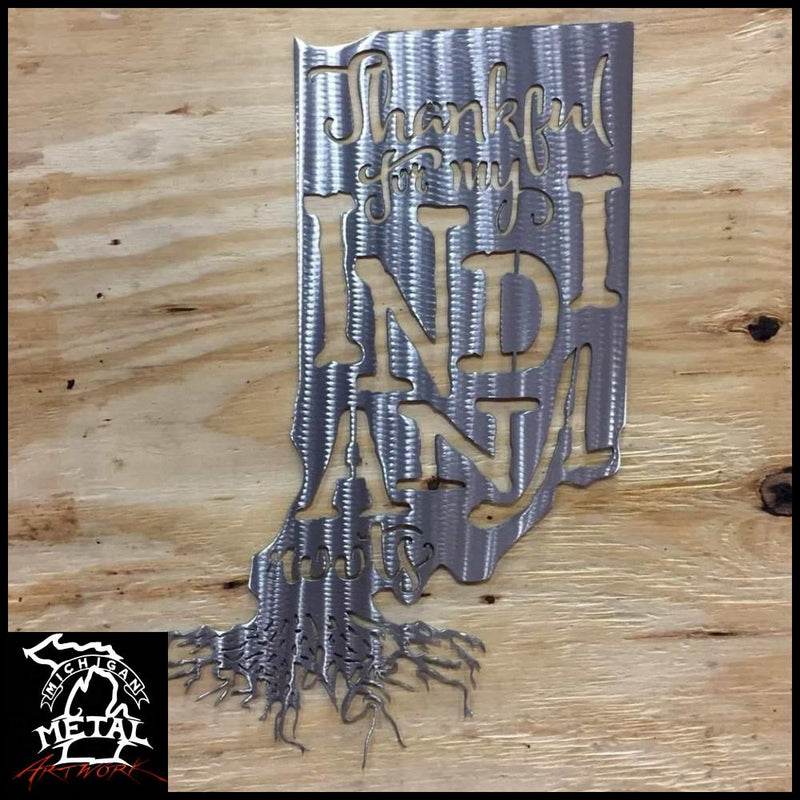 Thankful For My Indiana Roots Metal Wall Art Polished /