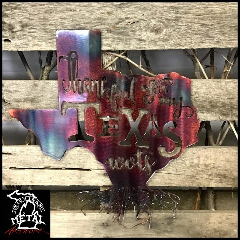 Thankful For My Texas Roots Metal Wall Art Inferno /