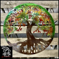Tree Of Life Metal Wall Art 24 X / Airbrushed Various Trees &amp; Leaves