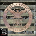 United States Air Force Metal Wall Art Logo 24 Round / Copper Military