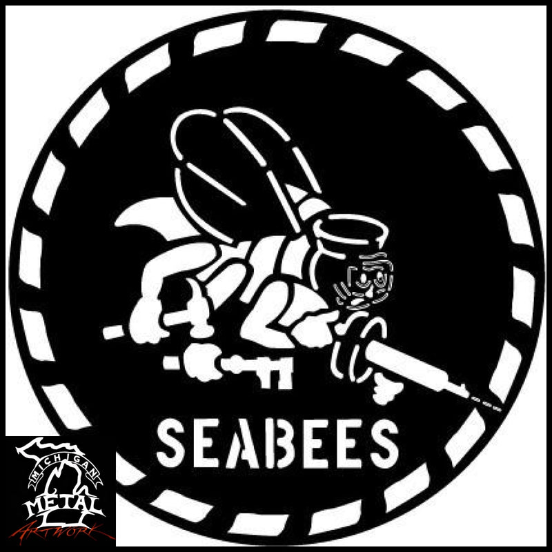 United States Navy Seabees Metal Wall Art Logo Military