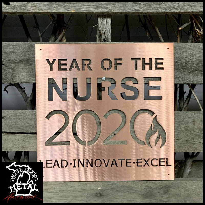 Year Of The Nurse 2020 Metal Wall Art 12 X / Copper Health Care
