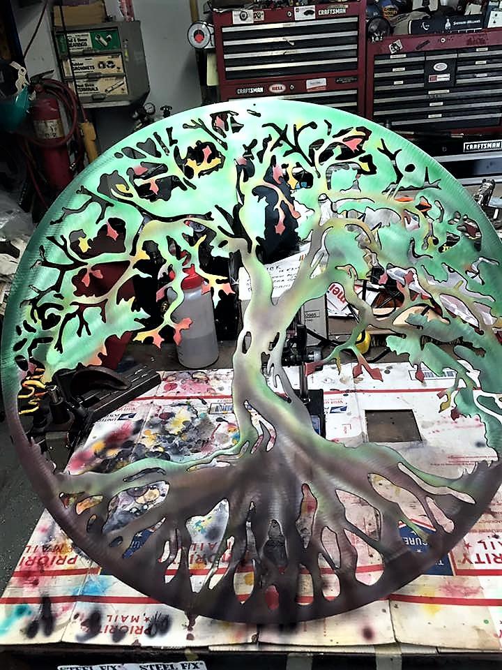 Airbrushed 24 Inch Tree Of Life Metal Wall Art Customized