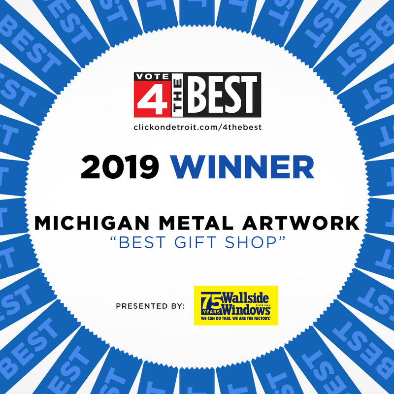 Michigan Metal Artwork Wins 2019 Best Gift Shop - Michigan Metal Artwork