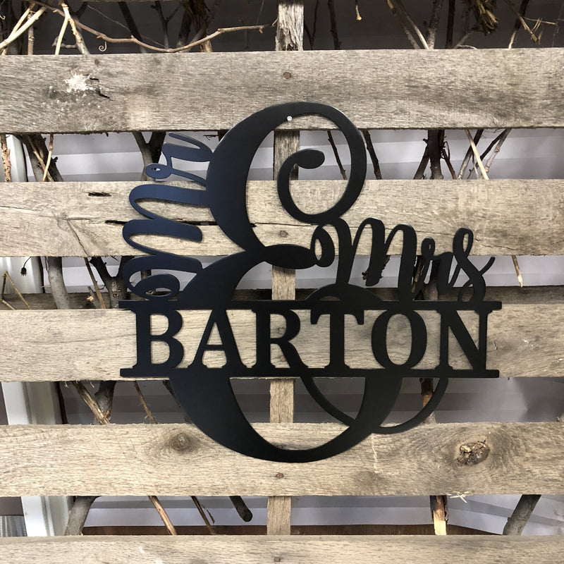 Mr. & Mrs. Monogram Metal Wall Art - Michigan Metal Artwork