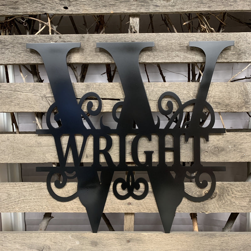 Decorative Split Letter Monogram Metal Wall Art - Michigan Metal Artwork