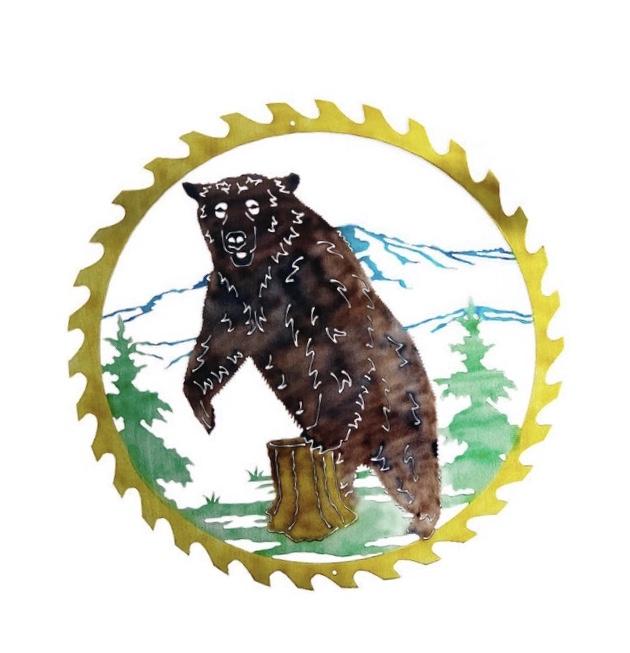 Bear Saw Blade Metal Wall Art - Michigan Metal Artwork