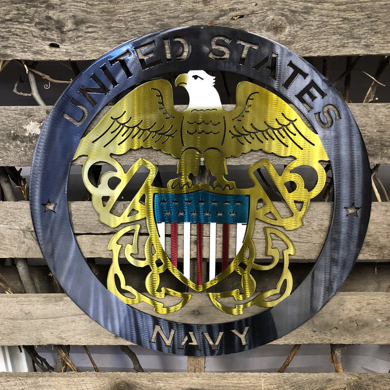 United States Navy Metal Wall Art Logo - Michigan Metal Artwork