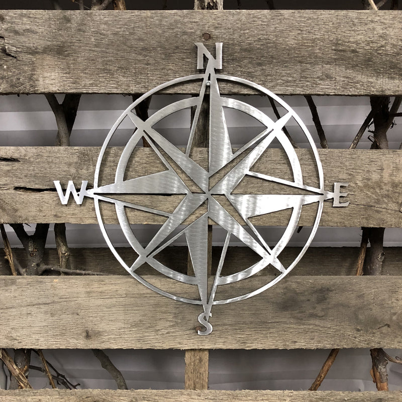 Nautical Compass Rose Metal Wall Art - Michigan Metal Artwork