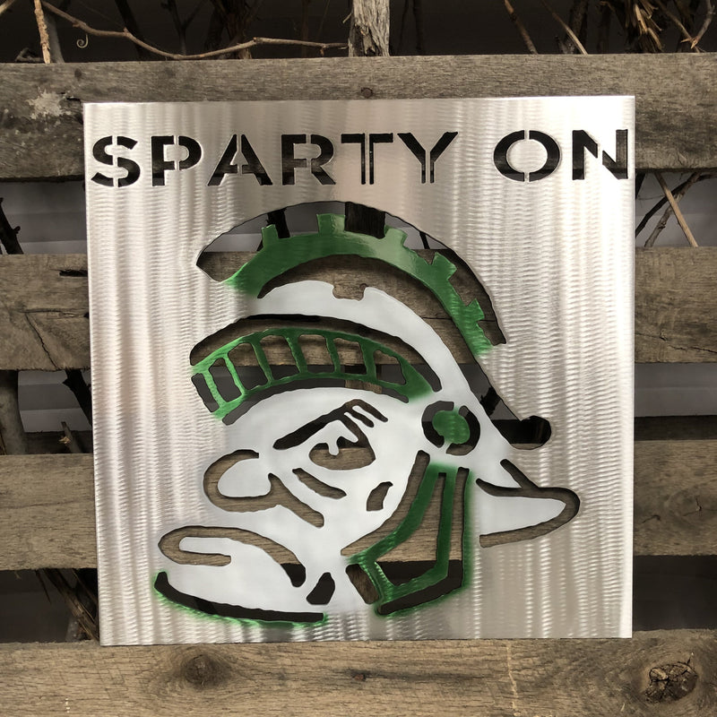 Michigan State Sparty On Logo Metal Wall Art - Michigan Metal Artwork