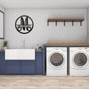 Circle Split Letter Monogram Metal Wall Art - Michigan Metal Artwork