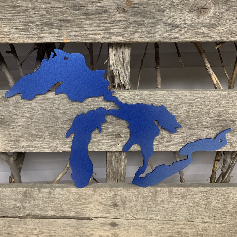 Great Lakes Silhouette Metal Wall Art - Michigan Metal Artwork