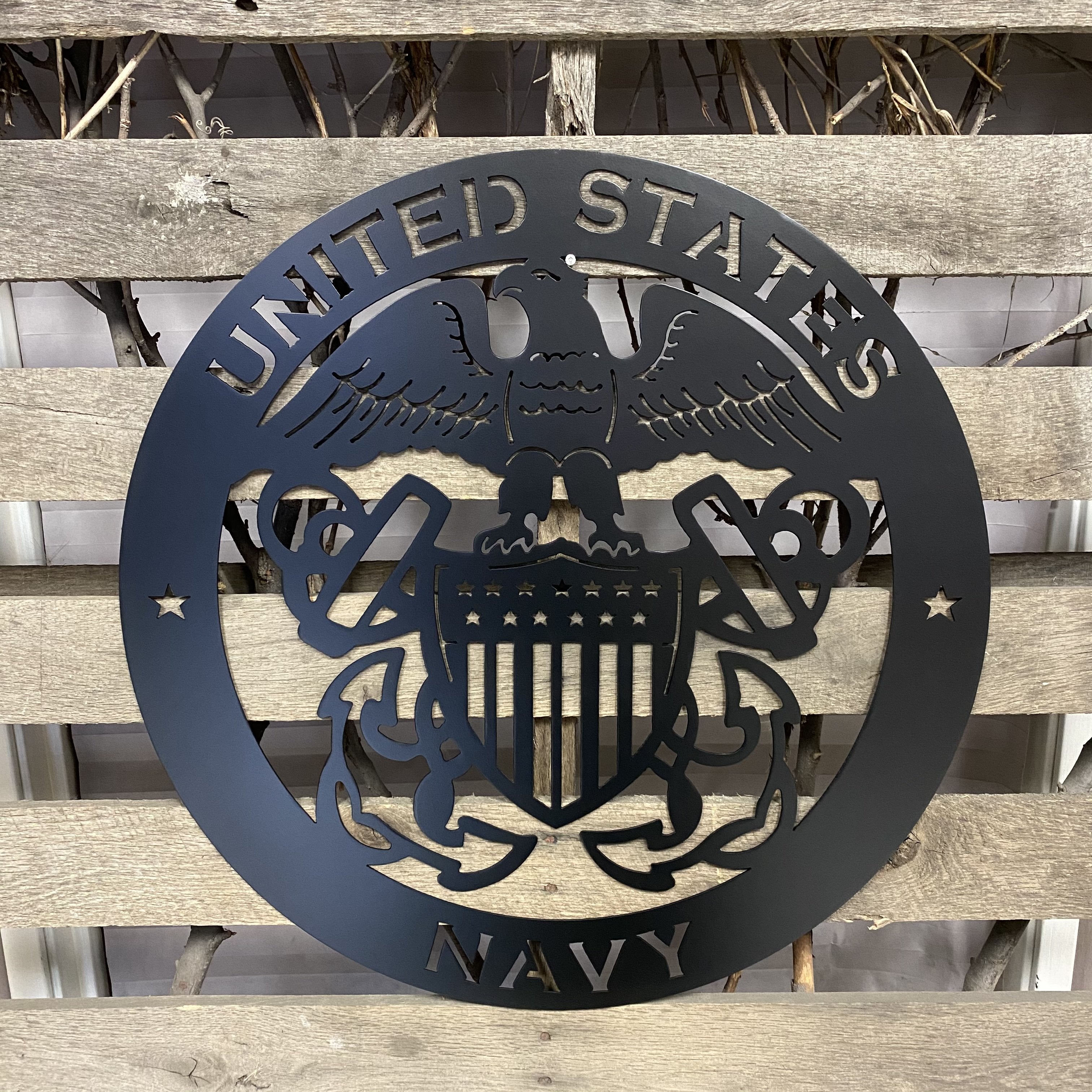 US Navy Aluminium Schild 30,5 Cm Durchmesser – Marineblau, Für Wand, Garage & Outdoor
