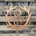 Antler Split Letter Monogram Metal Wall Art - Michigan Metal Artwork