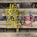 Life Begins After Coffee Metal Wall Art - Michigan Metal Artwork
