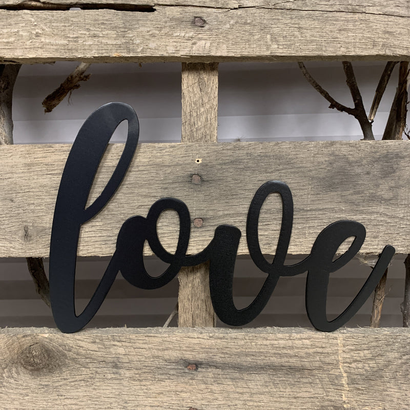 Love Cursive Metal Wall Art - Michigan Metal Artwork