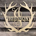 Antler Split Letter Monogram Metal Wall Art - Michigan Metal Artwork