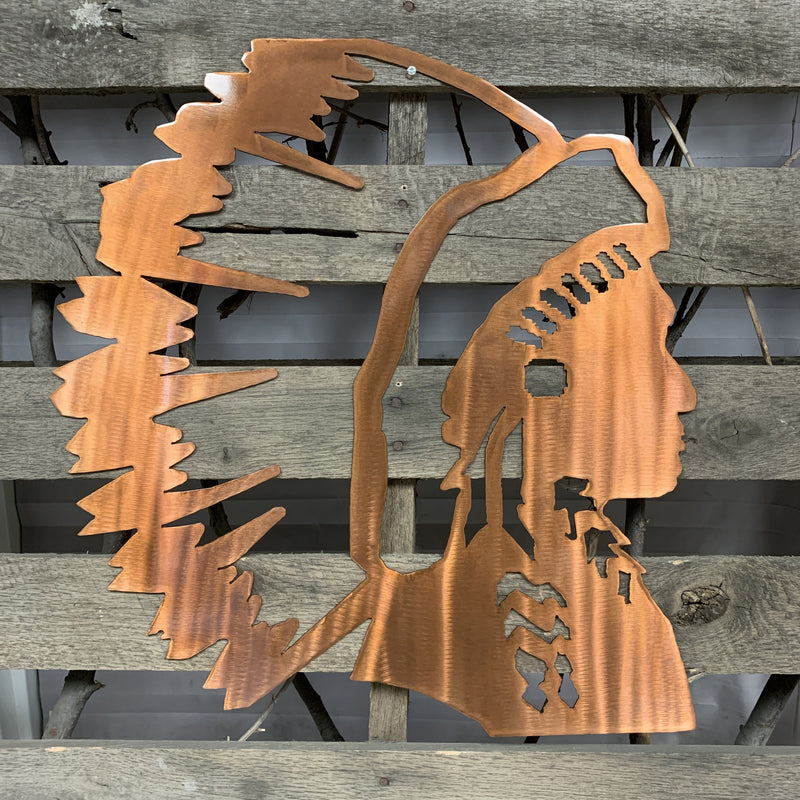 Indian Chief Metal Wall Art - Michigan Metal Artwork