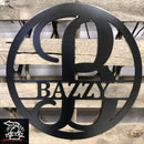 Circle Split Letter Monogram Metal Wall Art - Michigan Metal Artwork