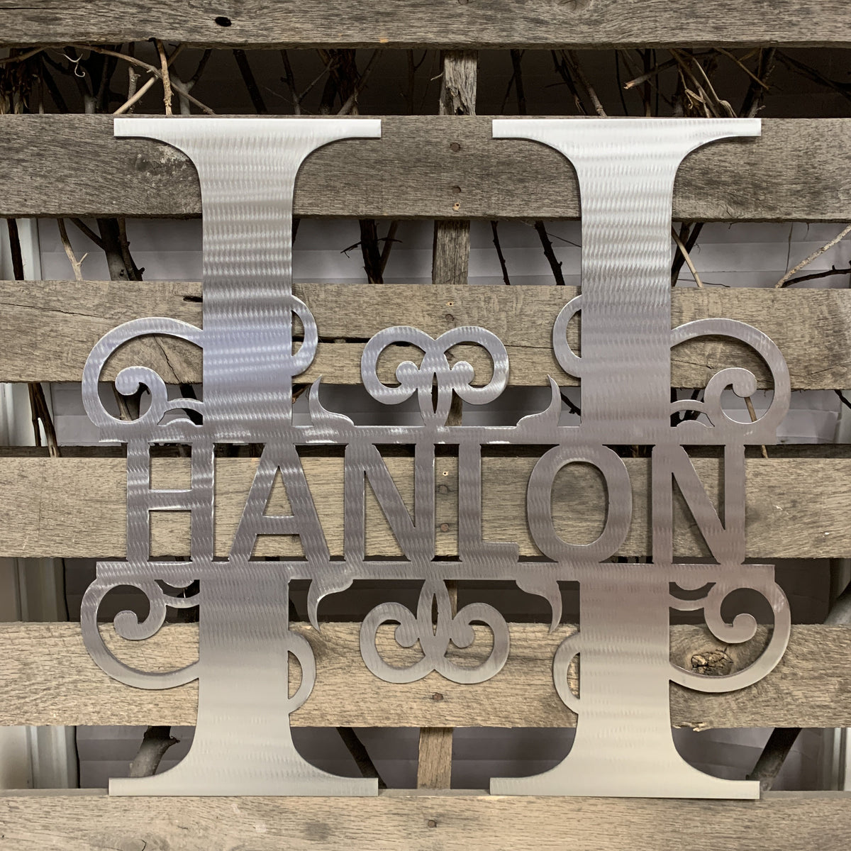 Decorative Split Letter Monogram Metal Wall Art
