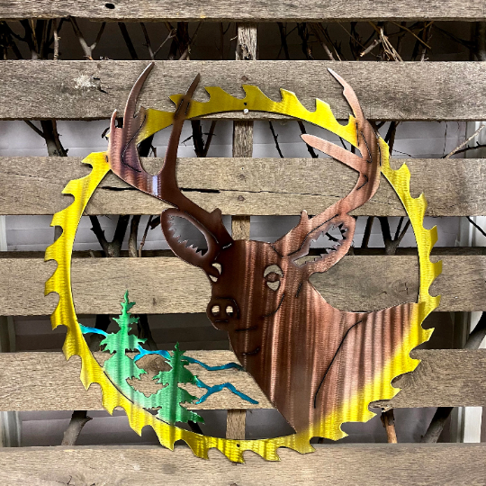 Deer Saw Blade Metal Wall Art - Michigan Metal Artwork