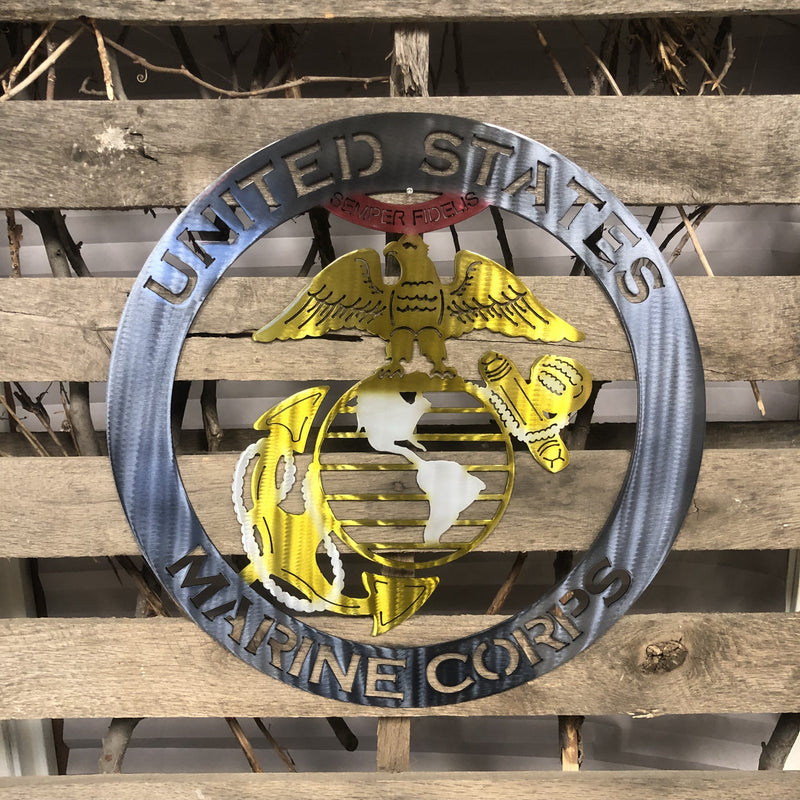 United States Marines Metal Wall Art Logo - Michigan Metal Artwork