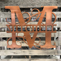 Fancy Split Letter Monogram Metal Wall Art - Michigan Metal Artwork