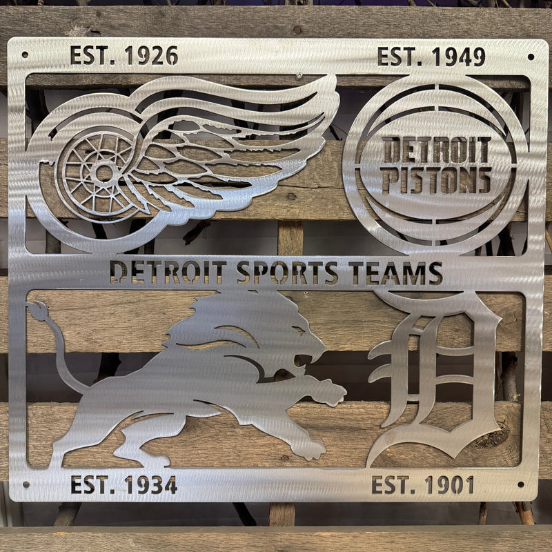 Detroit Sports Teams Metal Wall Art - Michigan Metal Artwork