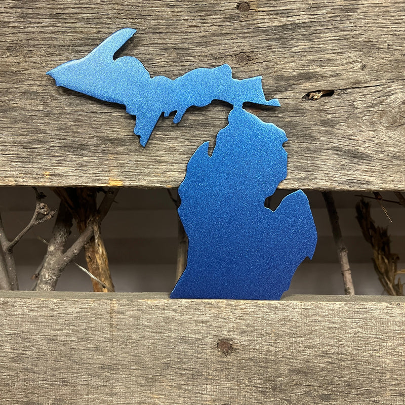 State Of Michigan Metal Magnet - Michigan Metal Artwork