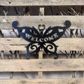 Welcome Butterfly Metal Garden Decor