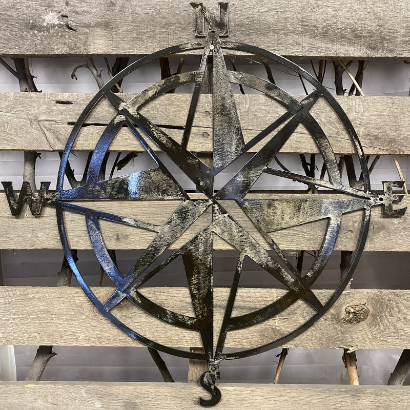 Nautical Compass Rose Metal Wall Art - Michigan Metal Artwork