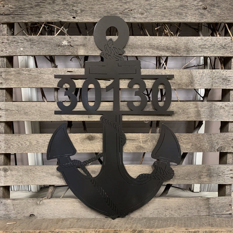 Ships Anchor Custom Address Metal Wall Art - Michigan Metal Artwork