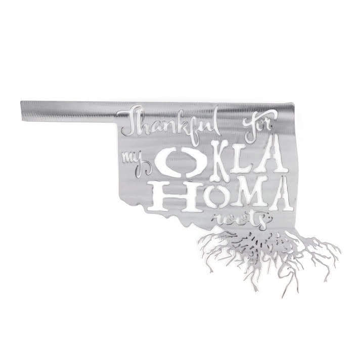 Thankful For My Oklahoma Roots Metal Wall Art - Michigan Metal Artwork