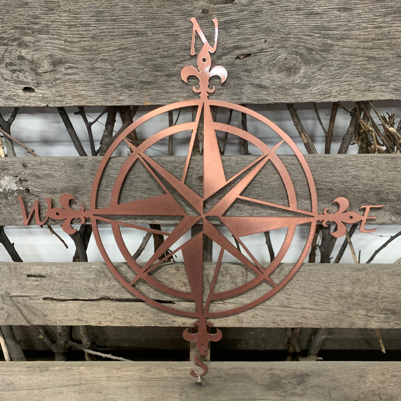 Vintage Nautical Compass Metal Wall Art - Michigan Metal Artwork