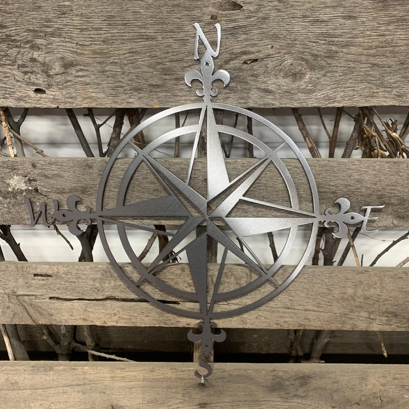 Vintage Nautical Compass Metal Wall Art - Michigan Metal Artwork