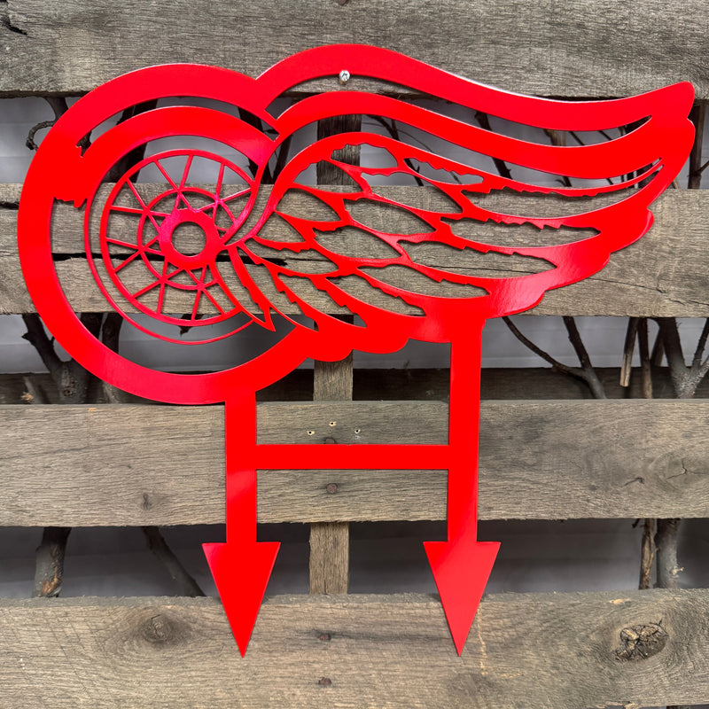 Winged Wheel Metal Yard Art - Michigan Metal Artwork