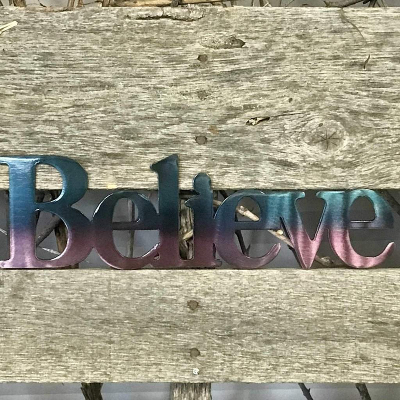 Believe Metal Wall Art - Michigan Metal Artwork