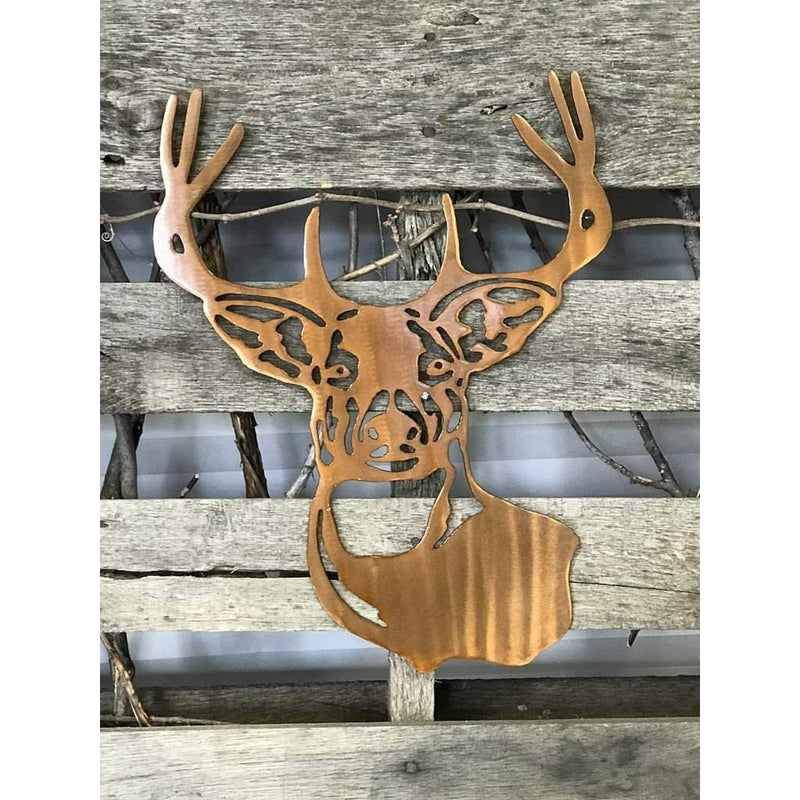 Buck Head Silhouette Metal Wall Art - Michigan Metal Artwork