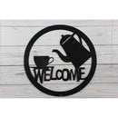 Coffee Carafe Welcome Metal Wall Art Sign - Michigan Metal Artwork
