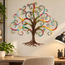Curly Tree Of Life Metal Wall Art in Airbrushed Various finish, mounted on an indoor wall.