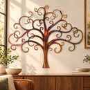 Curly Tree Of Life Metal Wall Art in Gold Inferno finish, mounted on an indoor wall.