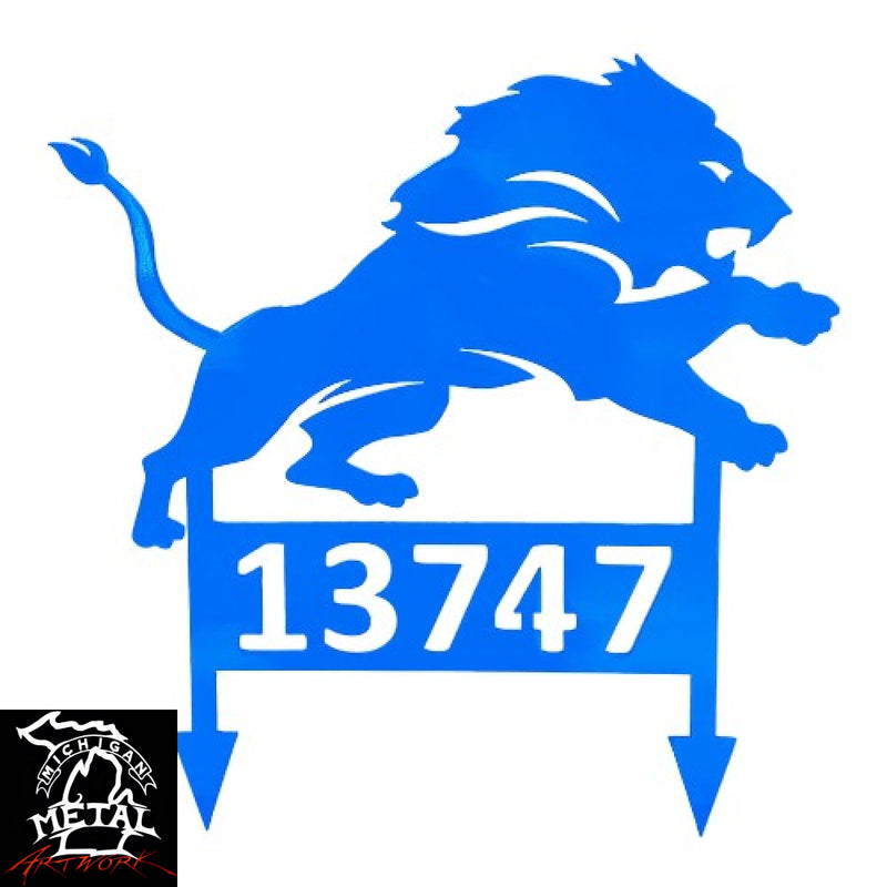 Detroit Lions Custom Address Metal Yard Art