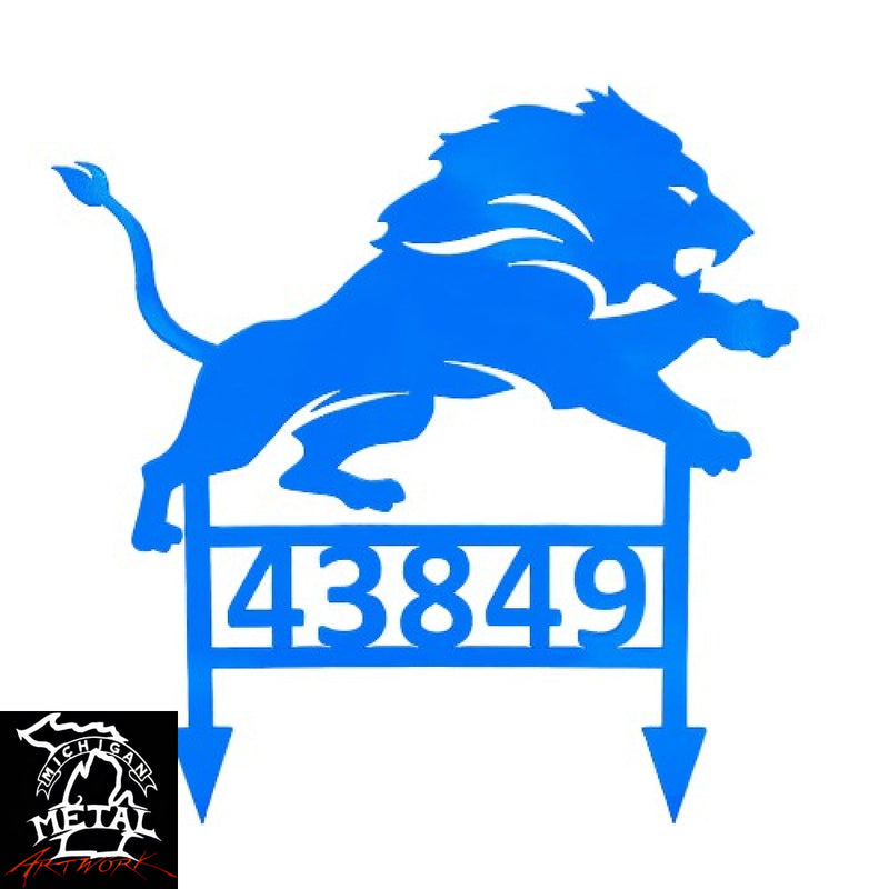 Detroit Lions Custom Address Metal Yard Art