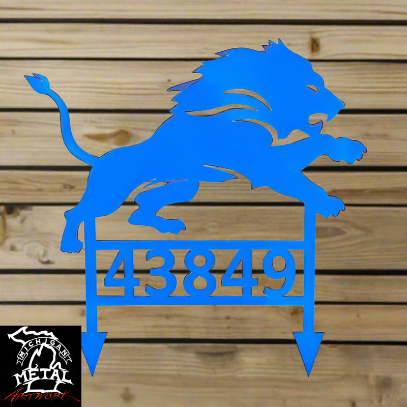 Detroit Lions Metal Yard Art & Custom Address Sign