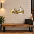 Detroit Skyline Metal Wall Art in Rustic, displayed in a Detroit-inspired interior.